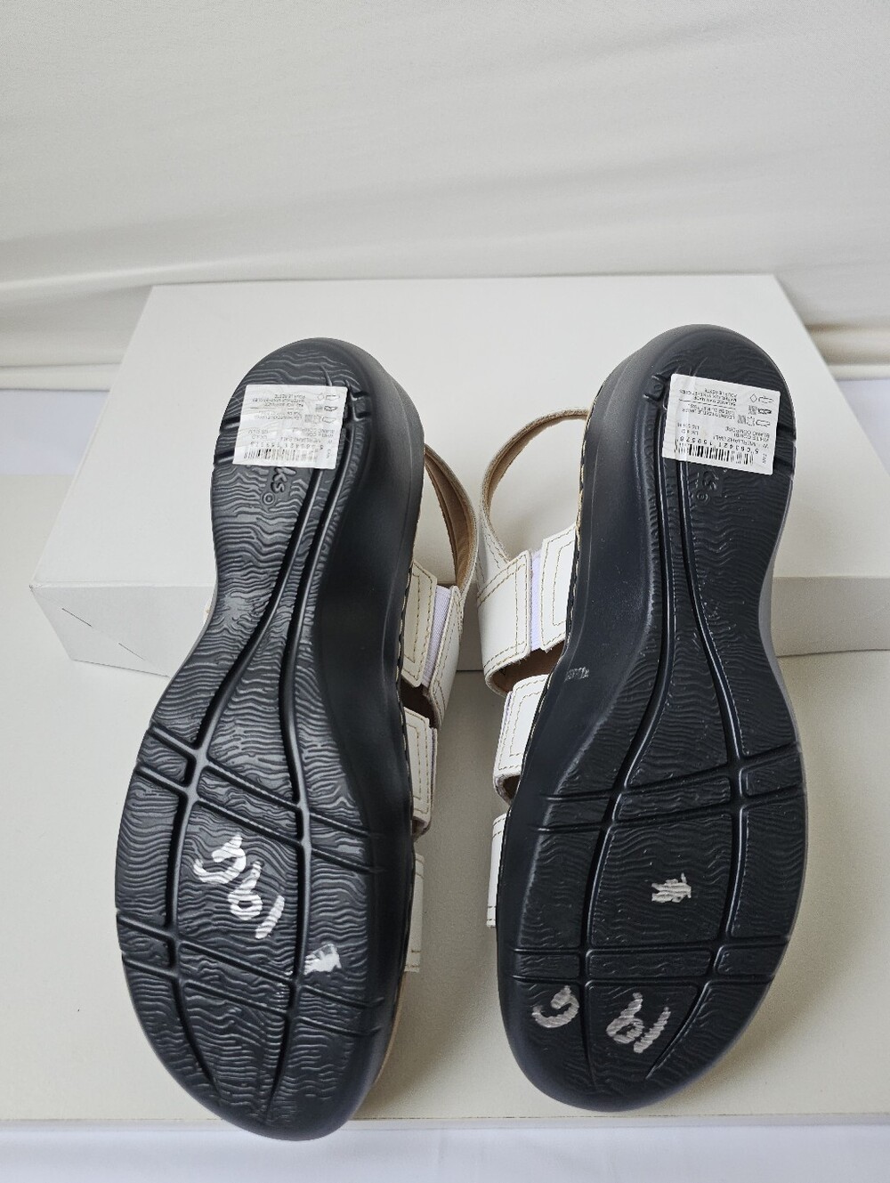 NWOT Clarks Collection White Strappy Wedge Sandals Size 6.5 - Picture 13 of 16